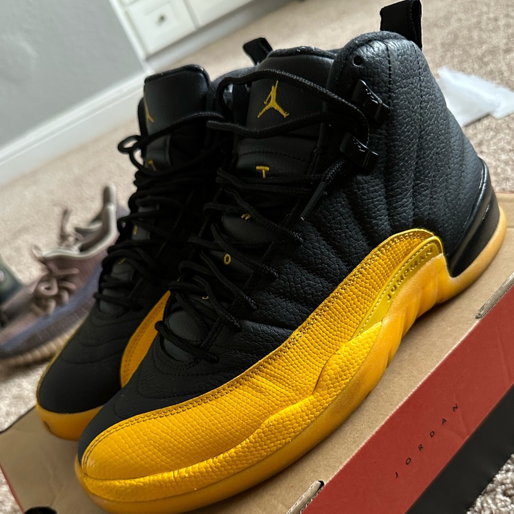 Black & Yellow Jordan 12s (Black university Gold)